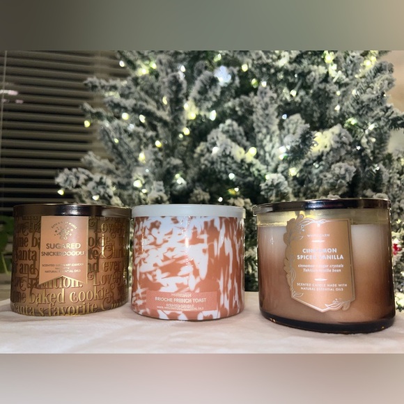 BB&W White Barn 3-Wick Candle Bundle Sugared Snickerdoodle Brioche Vanilla NEW